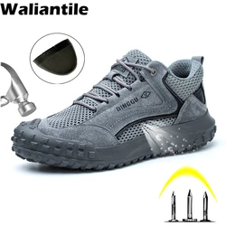 Waliantile Summer Safety Work Shoes For Men Male Non-slip Puncture Proof Working Boots Breathable Steel Toe Indestructible Shoes