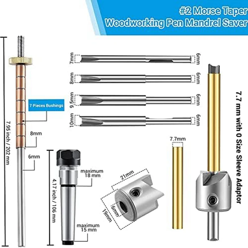 Kit DE FABRICACIÓN de bolígrafos, eje y portalápices, juego de recorte, mandril de torneado de madera para hacer bolígrafos, piezas de torno de