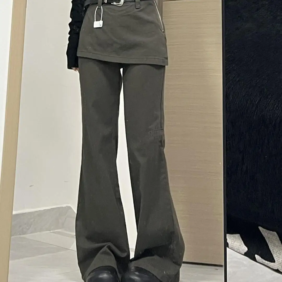 

Джинсы-клеш в стиле Харадзюку с высокой талией, женские зеленые брюки Y2K в стиле ретро, уличные женские винтажные однотонные джинсовые брюки