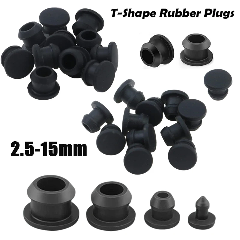 5 ~ 20 Stück schwarze konische Snap-on-Silikonkautschuk-T-Typ-Stecker 2,5–15 mm Endkappen Rohreinsätze Bung Proof Hochtemperatur