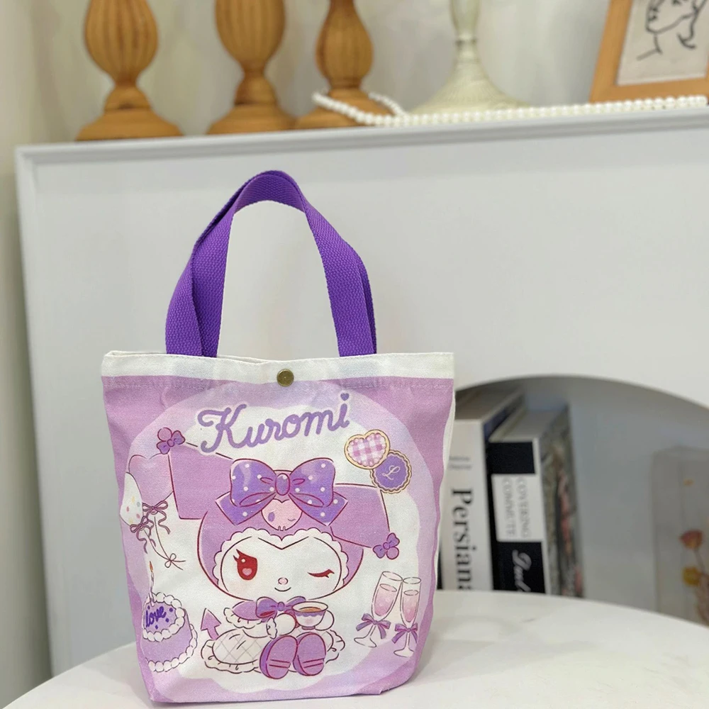 Kawaii Sanrio Cinnamoroll Canvas Bag Hello Kitty Cartoon Shoulder Bags Kuromi Casual Shopping Pochacco Handbag Melody Girl Gifts