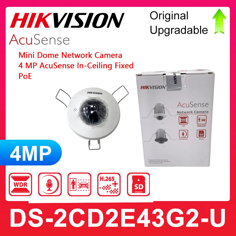 

HIKVISION DS-2CD2E43G2-U International Version 4MP Built-in Mic CCTV Mini Dome In-Ceiling IP Camera Support PoE H.265 Security