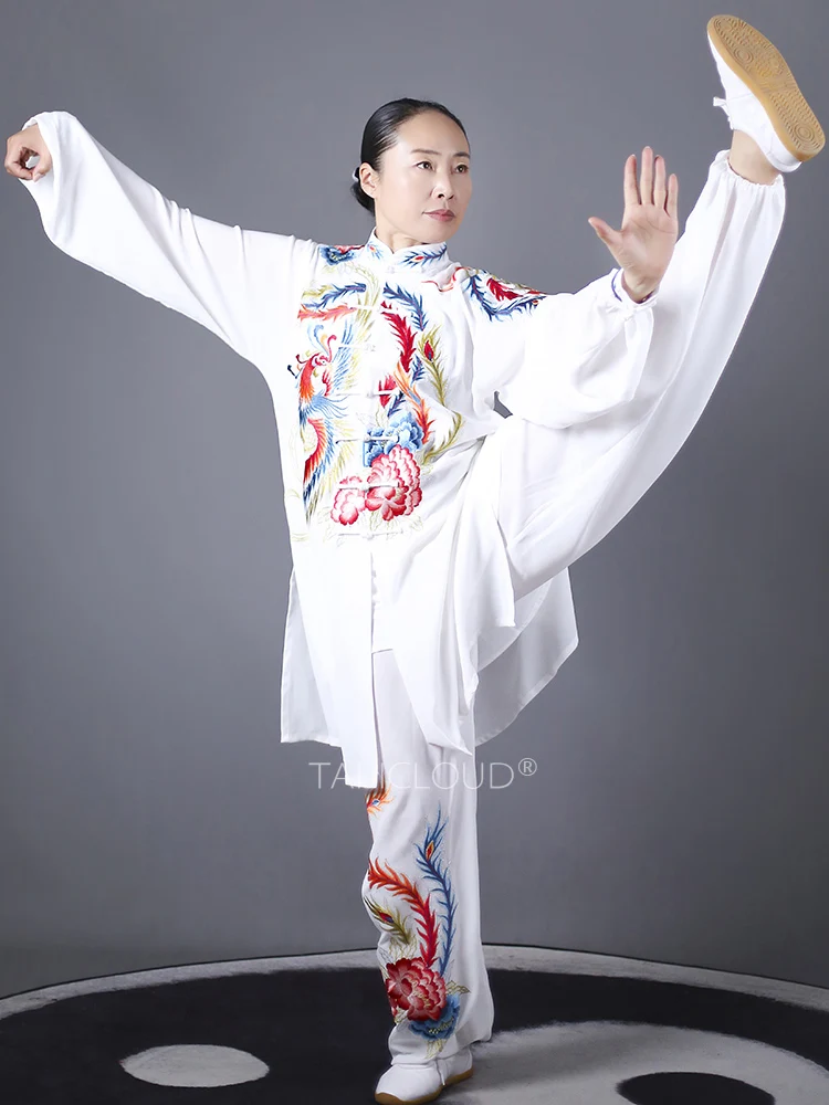 2025 Phoenix Embroidery Tai Chi Suit - Mid-Length Kung Fu Uniform for Women's Performance & Men's Martial Arts Competition