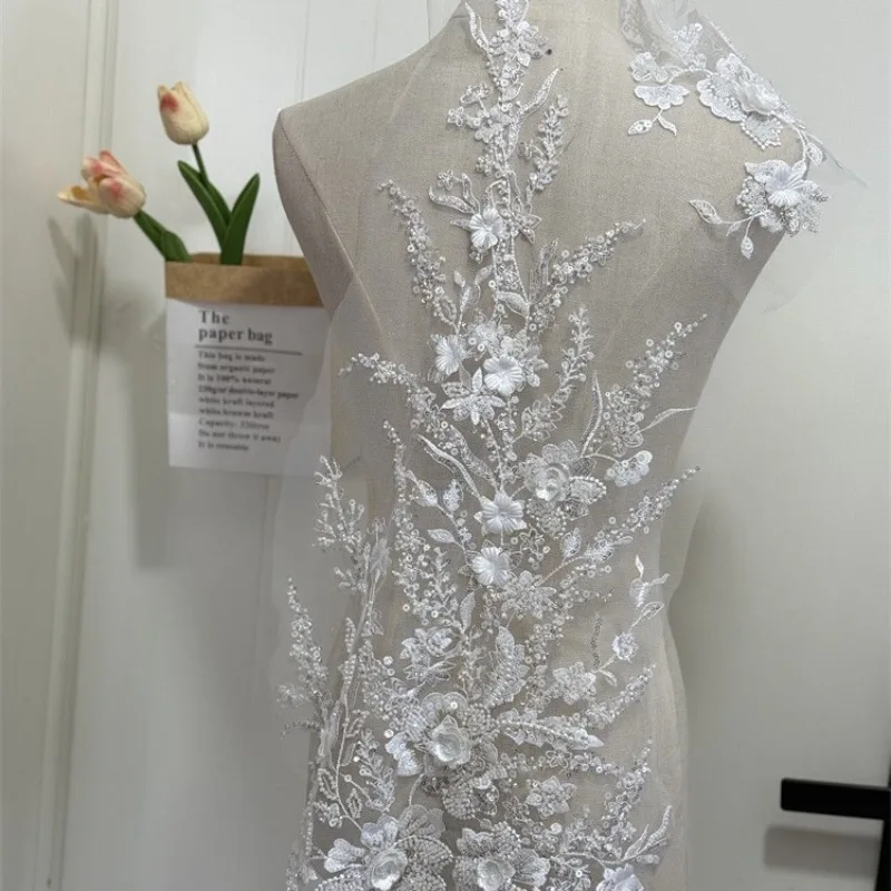 High-Class DIY Rayon Lace for Wedding Headpieces Luxury Customized with Beaded Embroidery and Carved Patterns as Lace Trimmings