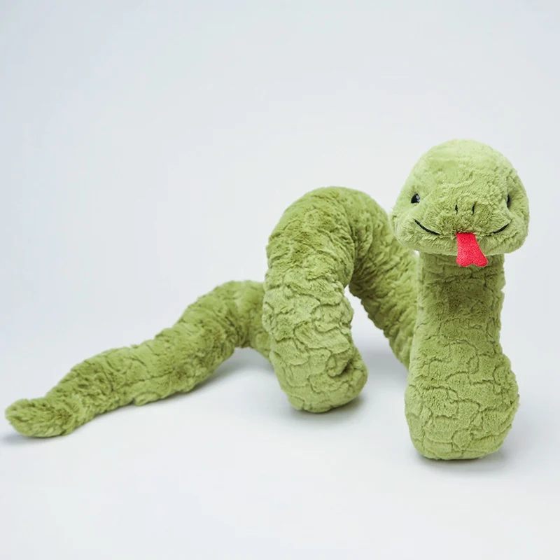 80cm Green Sticking Tongue Outcartoon Steve Snake Soft Plush Animal Toy Cute New Funny Snake Holiday Birthday Gift for Children