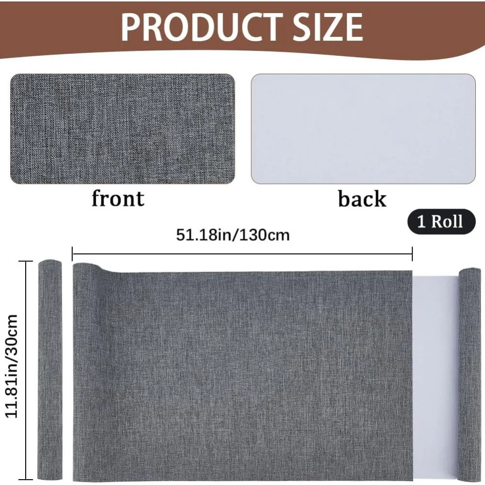 51 x 11.8 Inch Grey Book Cloth Book Binding Cover Fabric Surface Paper Backed A4 to A8 Polyester Woven Bookcover for Books Album