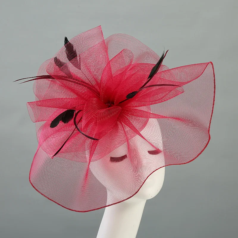 Woman Bridal tulle hat elegant cheongsam accessory vintage-style veil small top hats for wedding bride tea party evening gowns