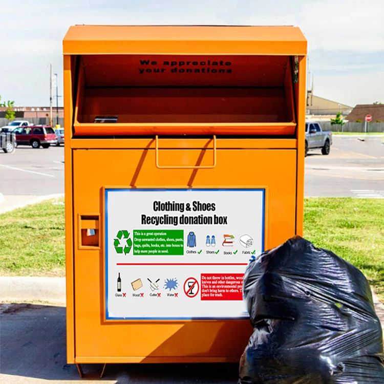 

Тяжелый металлический контейнер для пожертвований на открытом воздухе, большое ведро для хранения вещей с нажимным типом, коробка для переработки одежды