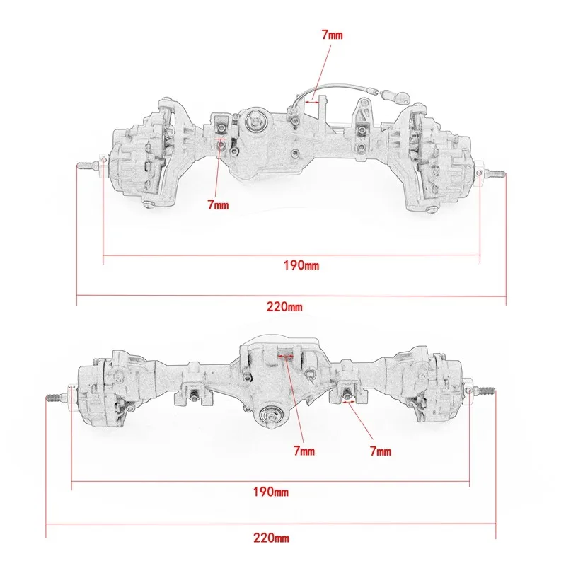 Ajrc Complete Front Rear Differential Portal Axle With T-lock For 1/10 Rc Crawler Car Trx-4 Trx4 Upgrade Parts Axle