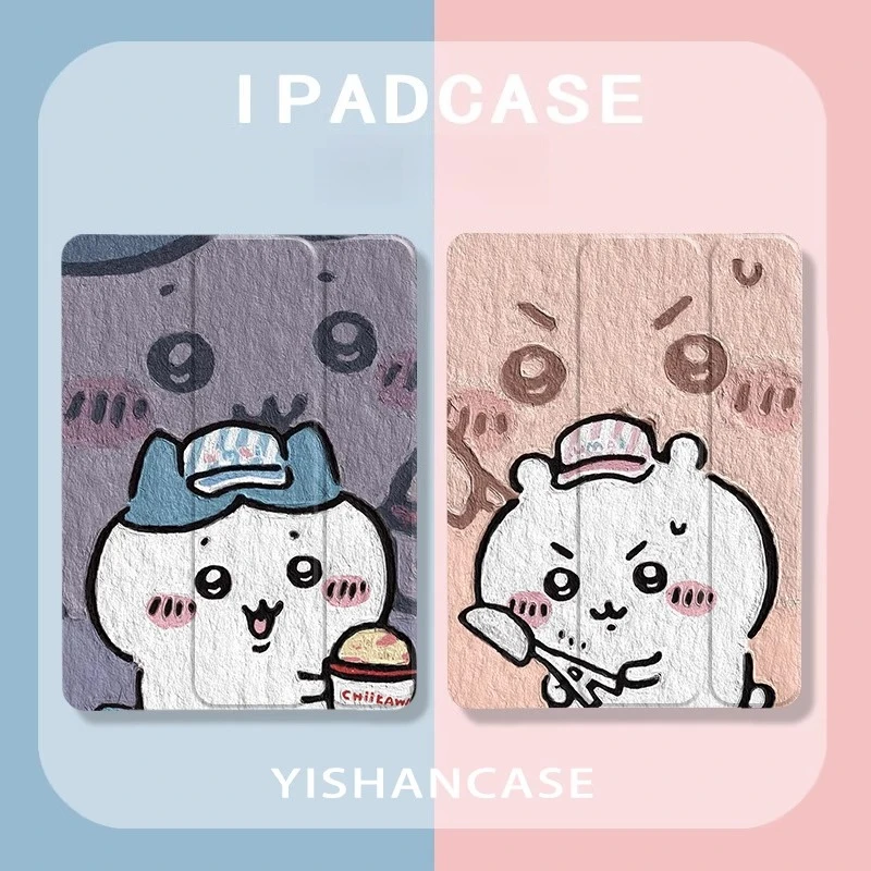 

Чехлы для планшетов Chiikawa Ipad для 2024 Air6 Pro 22 21 9th 10,2 дюйма, чехол 2025 A16 11th 11in 10th 10,9in, защитный чехол Mini7 Cover