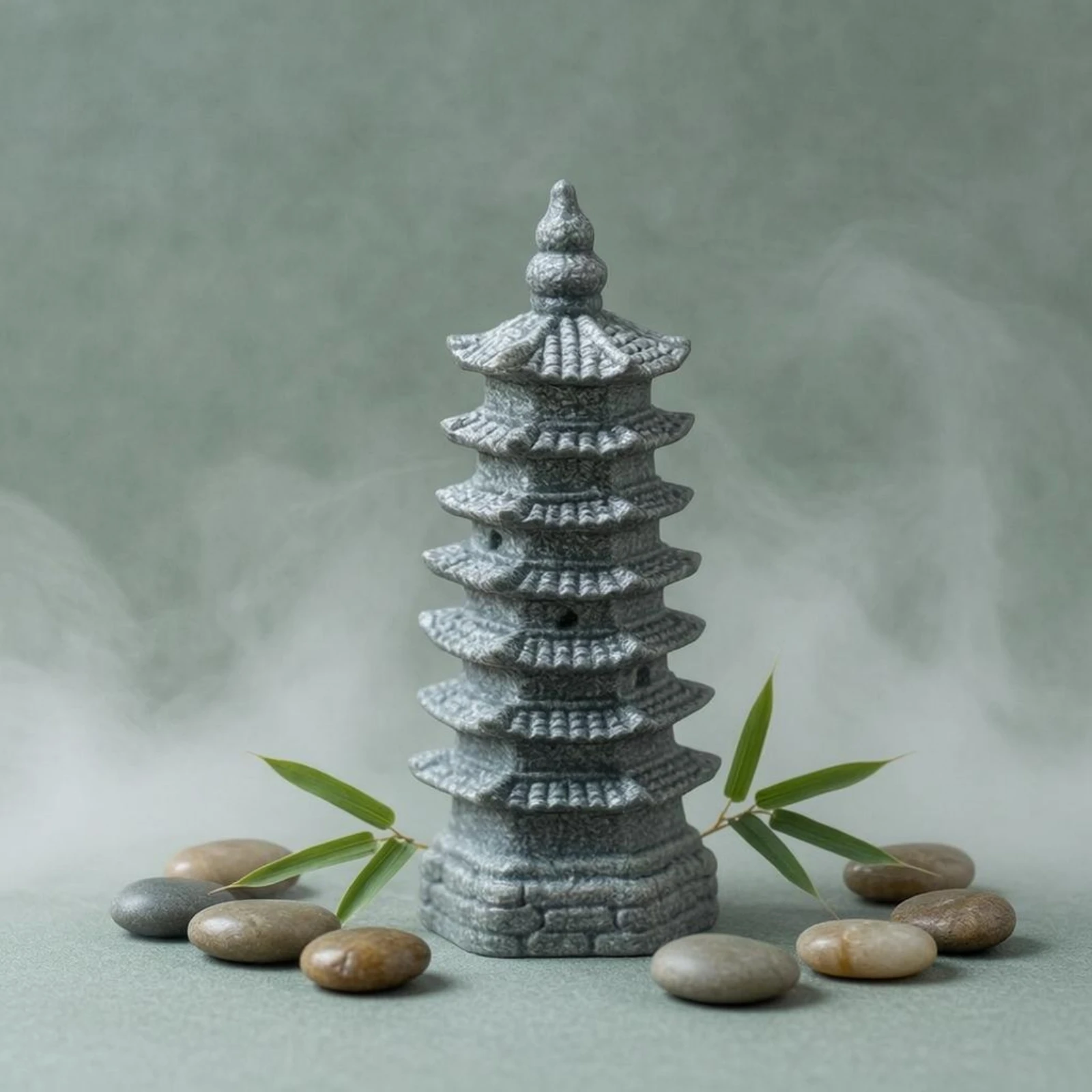 Resin Pagoda Ornament Layered Eaves Miniature Pagoda Micro Landscape Decor Textured Stone-Like Mini Pavilion Multi-Tiered