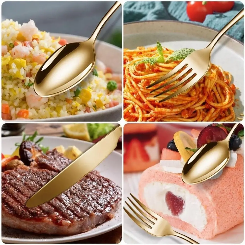 20 PCS Stainless Steel Silverware Set Mirror Polished Unique Floral Pattern Cutlery Set Rust Resistant Silver Gold