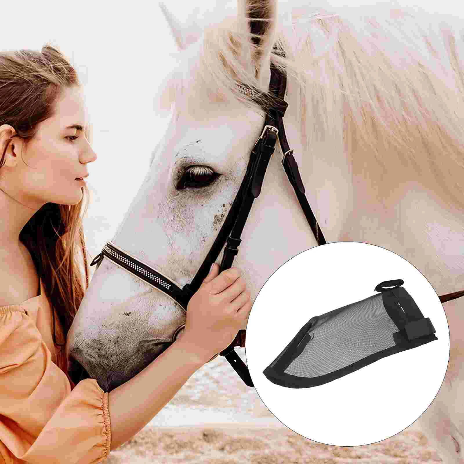 

Horse Nose Mask Mesh Net for Horses Fine Protect The Accessory Black Breathing Aid Soft