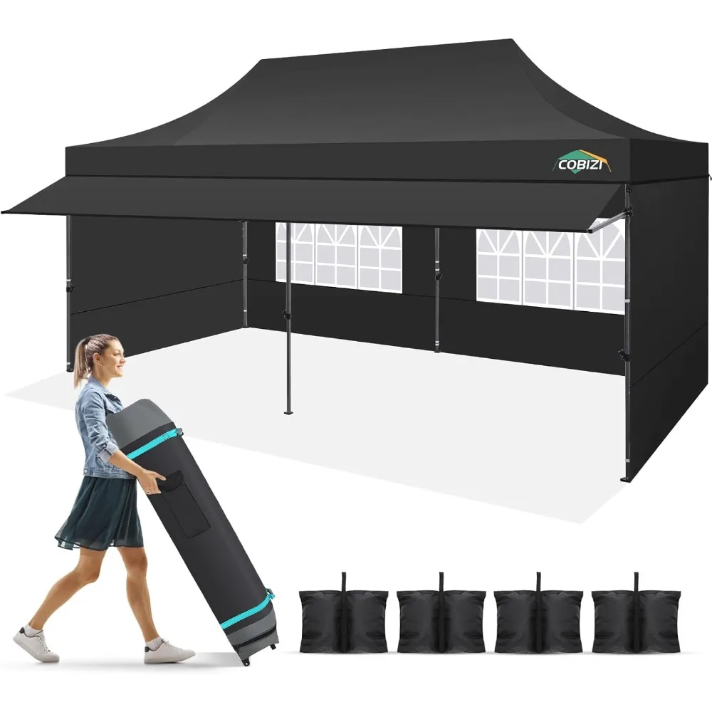 

10x20 Pop Up Canopy Tent with Awning & Sidewalls, Commercial 10X20 Canopy Tents Instant Waterproof, UPF 50+ Sun Shade for Outdo