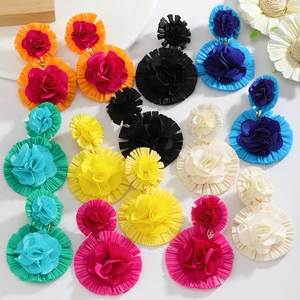 Vedawas-Brincos florais de ráfia boêmia para mulheres, acessórios simples para festas, presentes para amantes e amigos 10 principais vendas rafia flores - №6