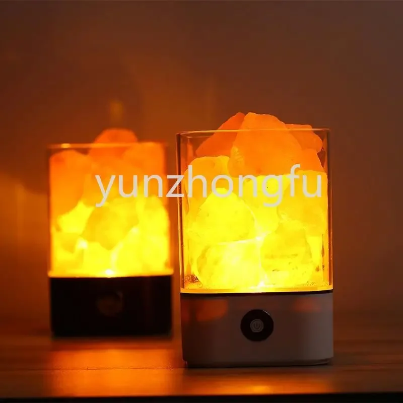 Crystal Crafts Rock Touch Dimmer Switch Salt Lamps Night Light Himalayan Natural Home Decoration Carved Folk Art USB Input 620G