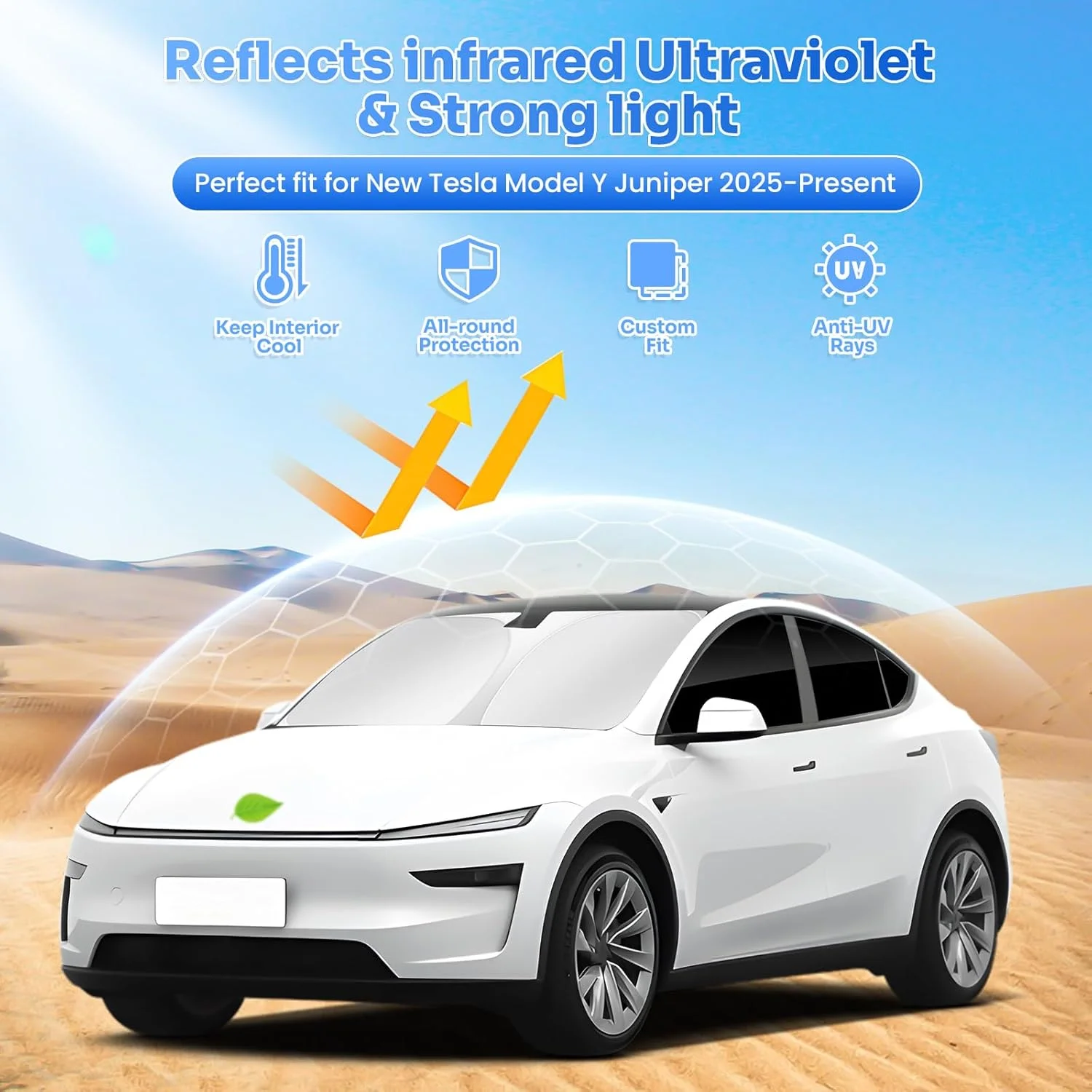 Window Shades for 2025 2026 New Tesla Model Y Juniper Accessories Windshieldsunshade Sun Visor Shield Privacy Protection