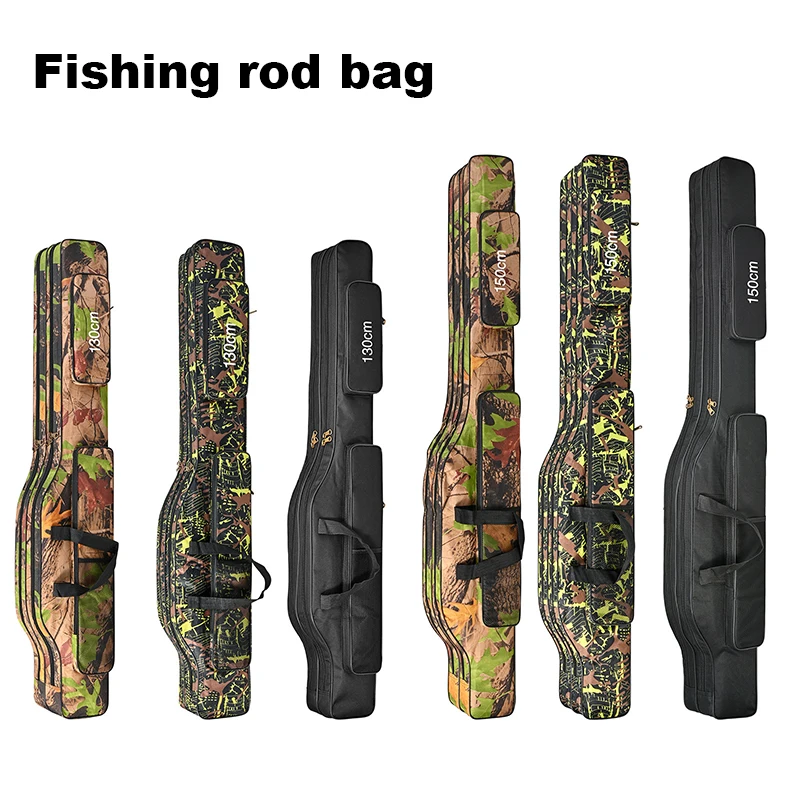 

130cm/150cm 2-layer Foldable Large Belly Sea Fishing Bag Double Shoulder Fishing Rod Bag Outdoor Storage Tool for Fishing Tackle