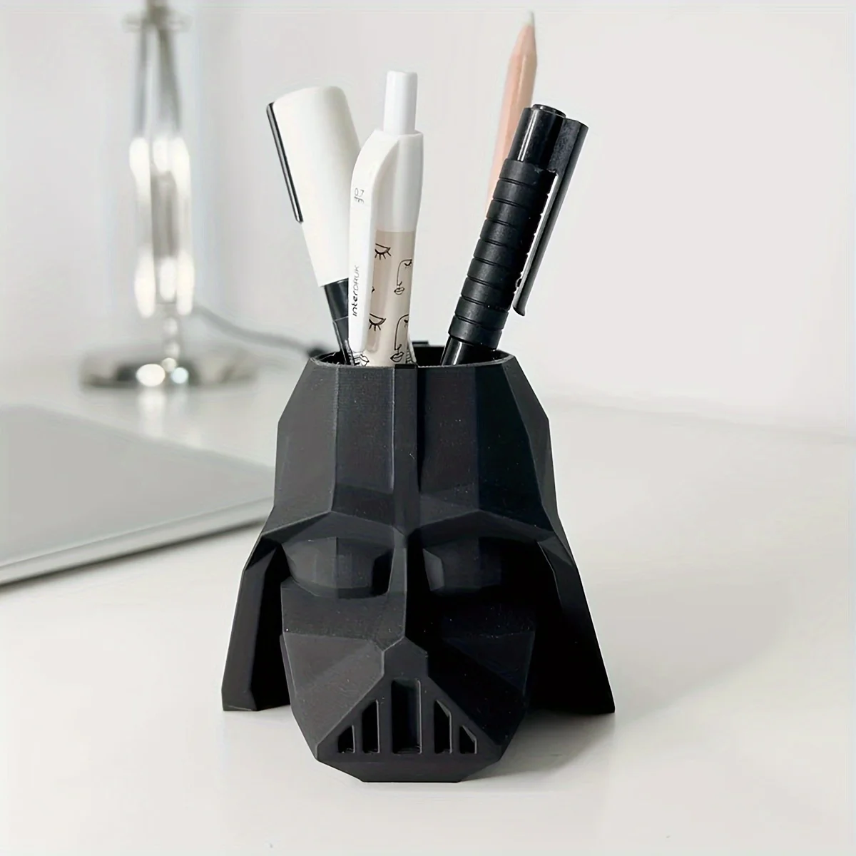 

1 PC 3D printed character model decoration pen holder, home decoration black pen holder storage, decoration storage