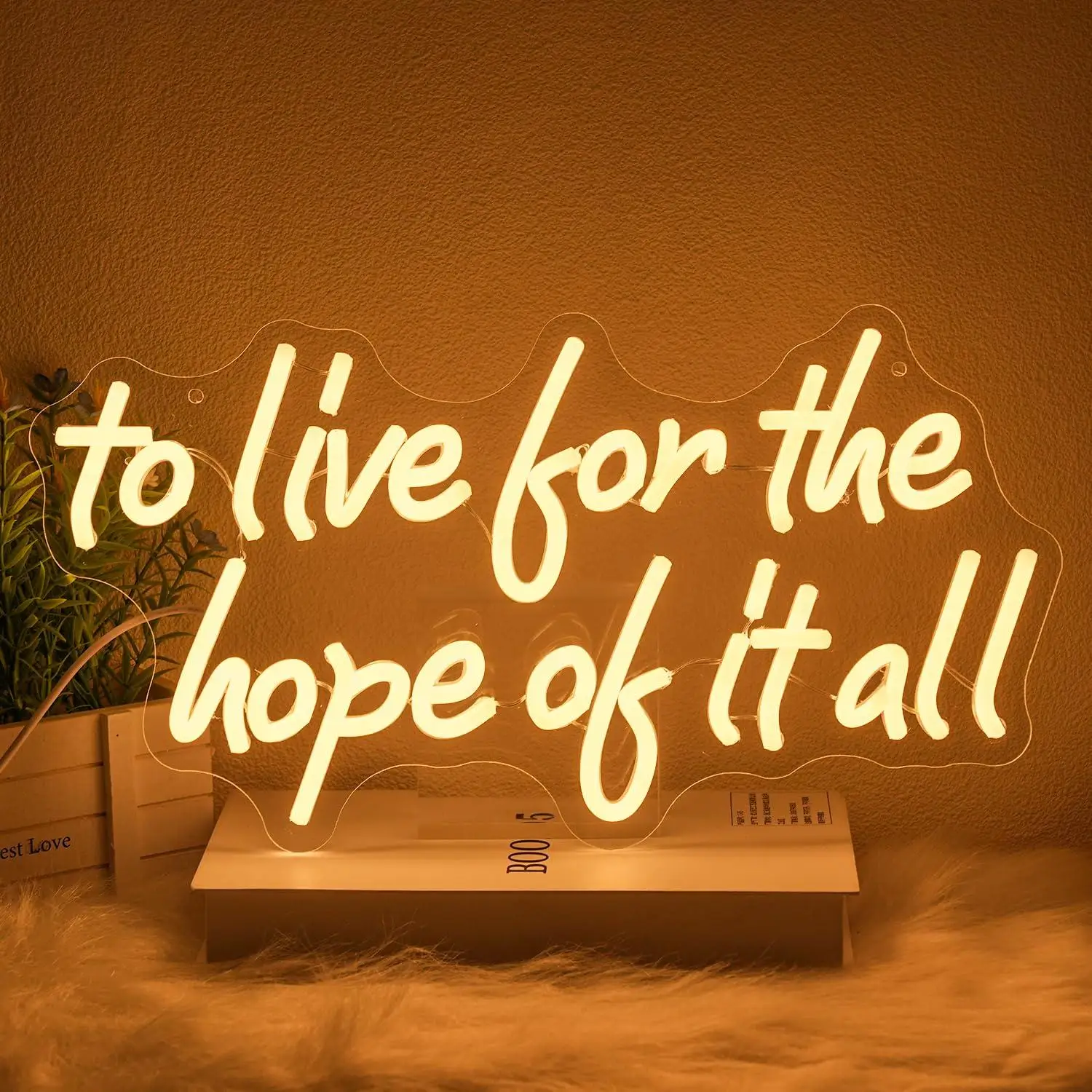 To Live For The Hope Of It All Neon Sign USB Powered LED Dimmable Neon Lights for Calssroom Hospital Bedroom Decor Wall Lights