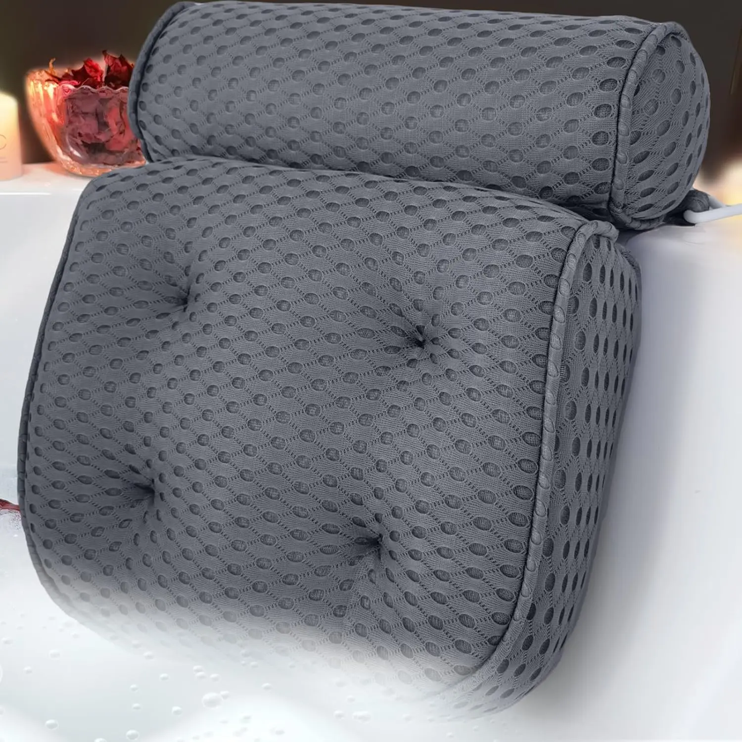 

Luxury Bath Pillows for Tub，Bath Pillow Bathtub Pillows for Head and Neck Support Bath Cushion Made from Soft Spacer Mesh Materi