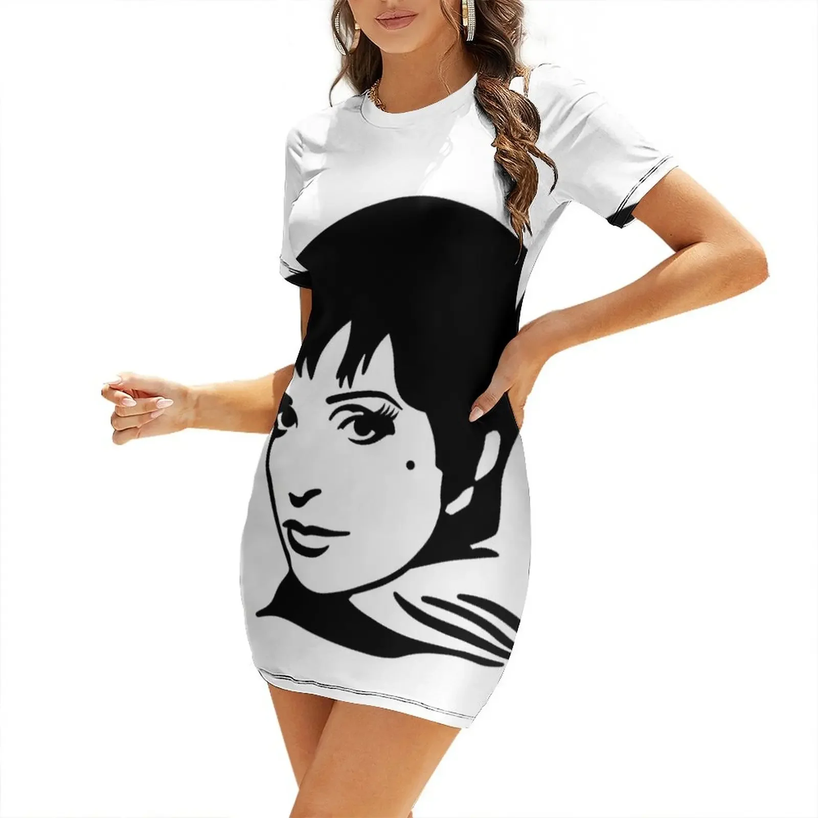 

Liza Minnelli Short-Sleeved Dress prom clothes elegant chic women dresses promotion sexy dress Long veiled dresses Dress