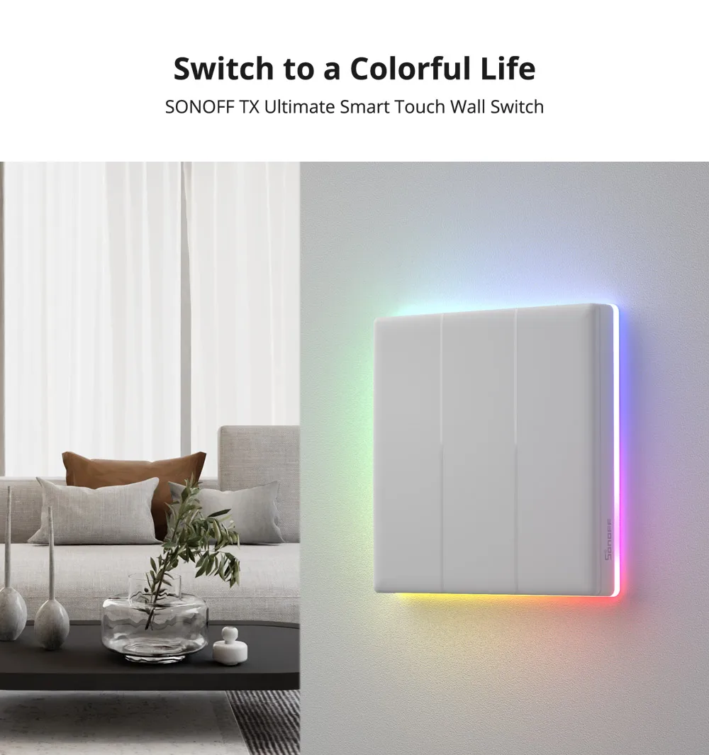 SONOFF T5 120 86 1C 2C 3C 4C Wifi Smart Wall Touch Switch TX Ultimate Full Touch Access Smart LED Light Switch Via eWelink Alexa