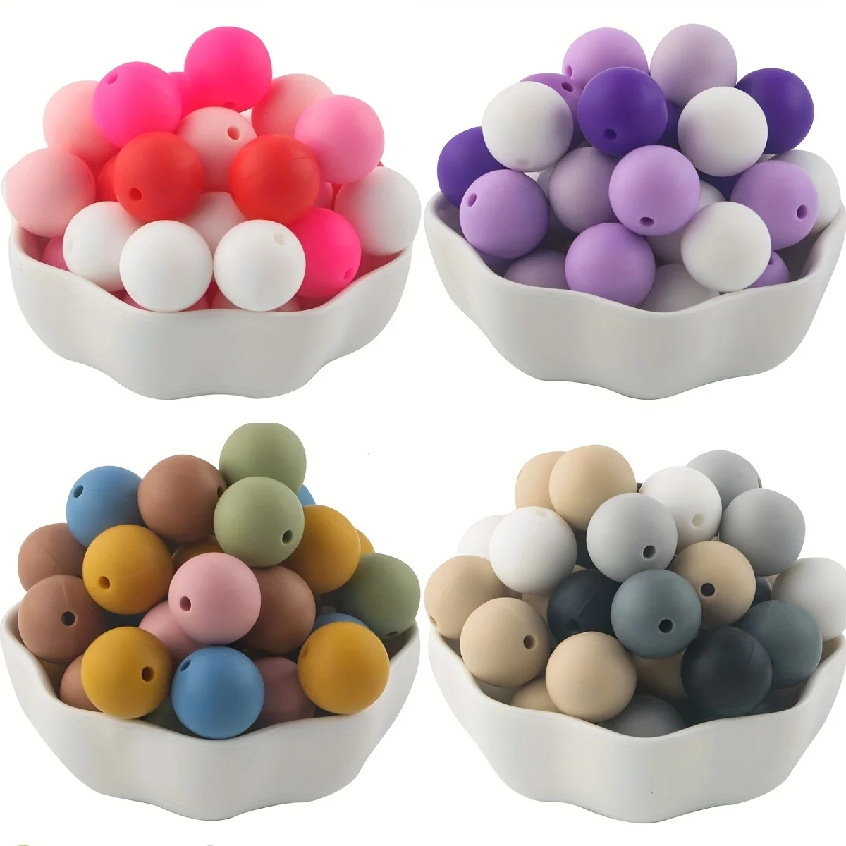 25pcs Round Silicone Beads Set 12/15mm Loose Beads For Jewelry Making To Make Bracelets DIY Necklace Accessories