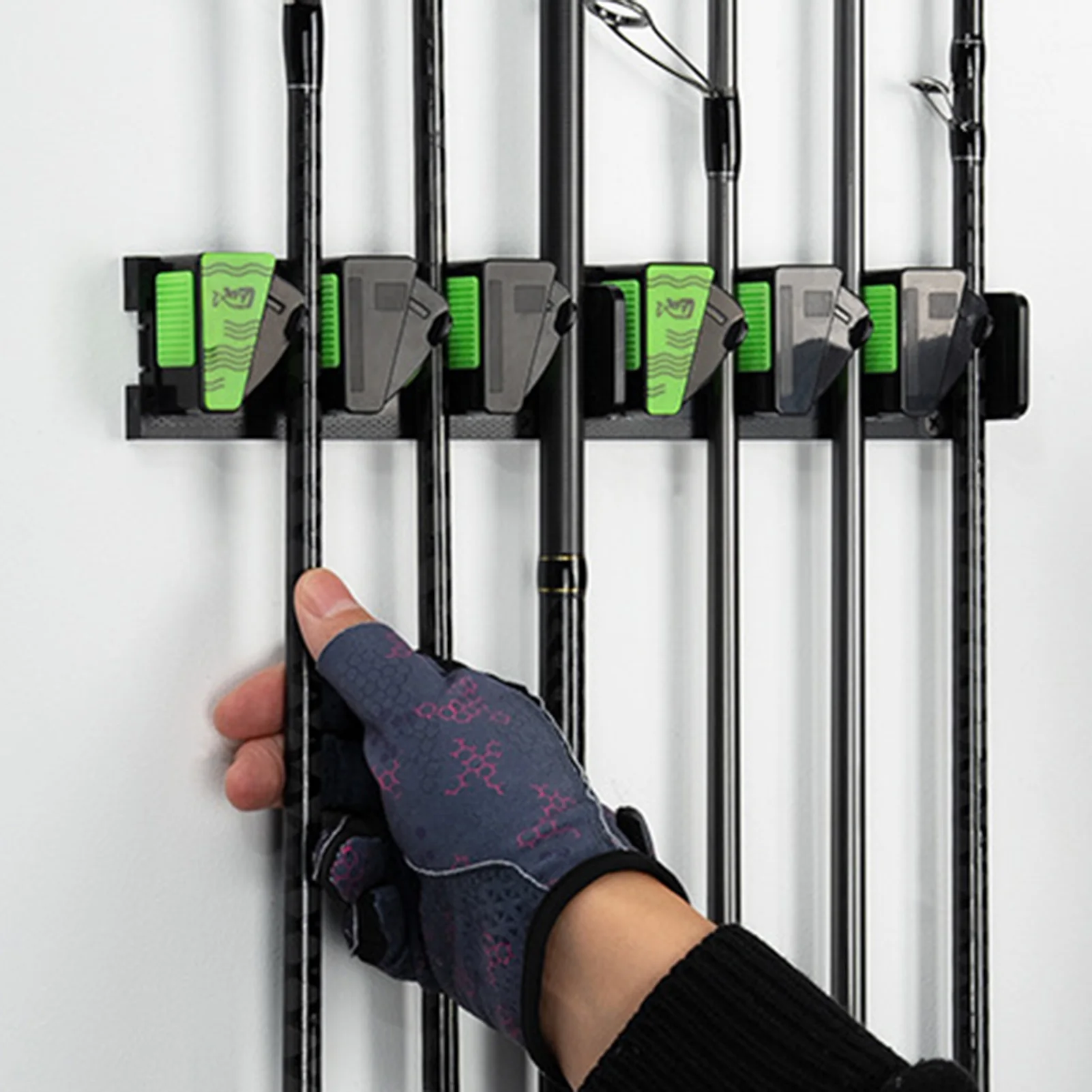 Fishing Rod Rack Space-Saving Fishing Pole Holder for Home Garage Storage Wall Mount Expandable Organizer Durable Gear