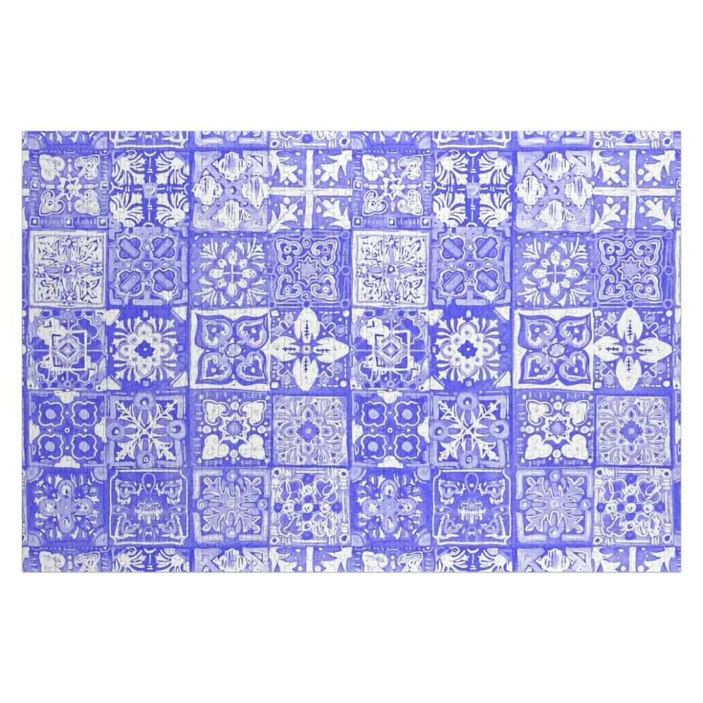 

Light Blue Portuguese Azulejos Jigsaw Puzzle Baby Toy Custom Photo Baby Wooden Puzzle