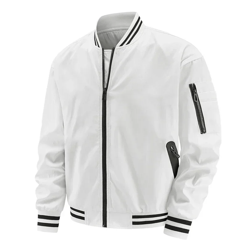 

White Baseball Jacket Men Lightweight Spring Autumn Bomber Jacket Men Casual Pilot Jacket College Coat Loose Fit 2024 Trends