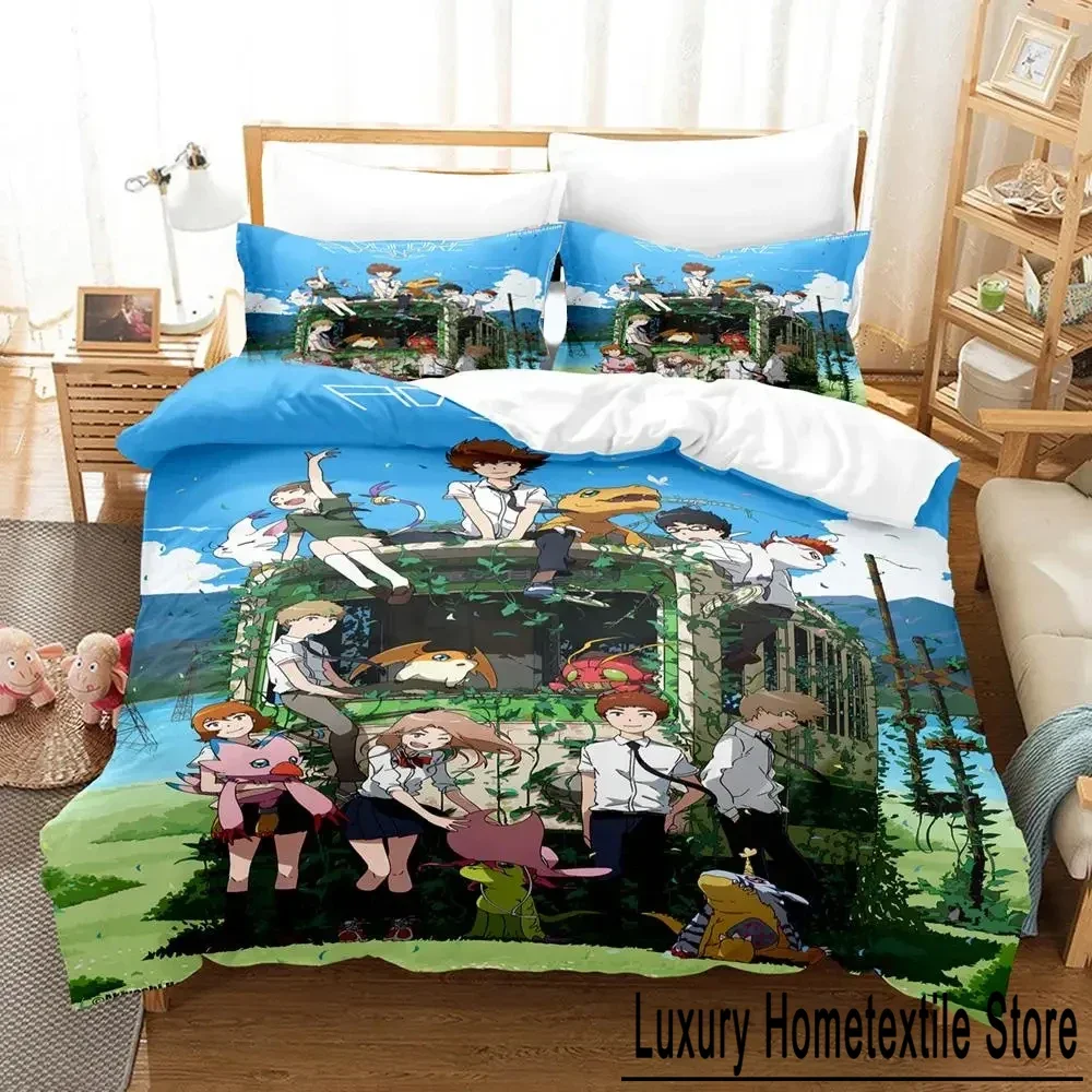 3D Print Anime Digimon Adventure Bedding Set Duvet Cover Bed Set Quilt Cover Pillowcase Comforter king Queen Size Boys Adult