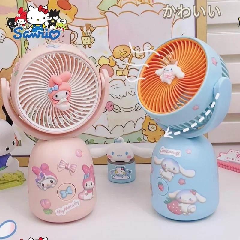 

2023 мультяшный милый кавайный Sanrioed Cinnamoroll My Melody почтовый новый узор летний Настольный портативный маленький вращающийся электрический вентилятор