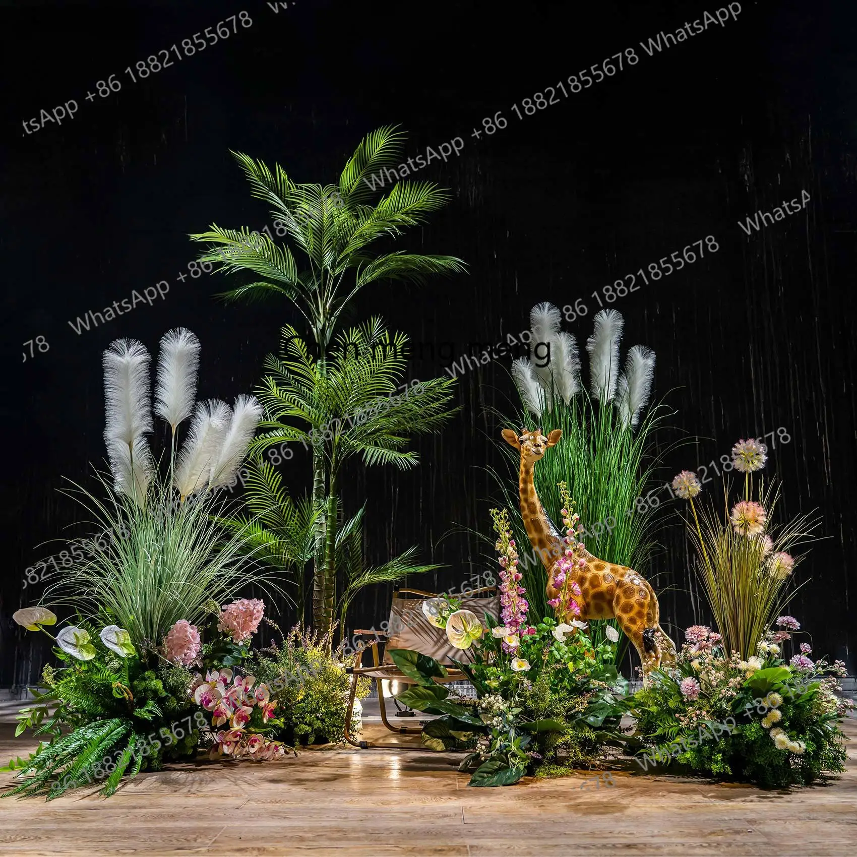 فن الزهور الاصطناعية شجرة وهمية نباتات خضراء زهرة وهمية المناظر الطبيعية درج داخلي زخرفة الديكور في الهواء الطلق