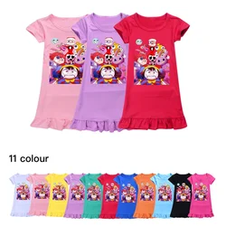 The Amazing Digital Circus Pomni Jax Clothes Kids Short Sleeve Pajamas Girls Summer Sleeping Dresses Children Cartoon Nightgowns