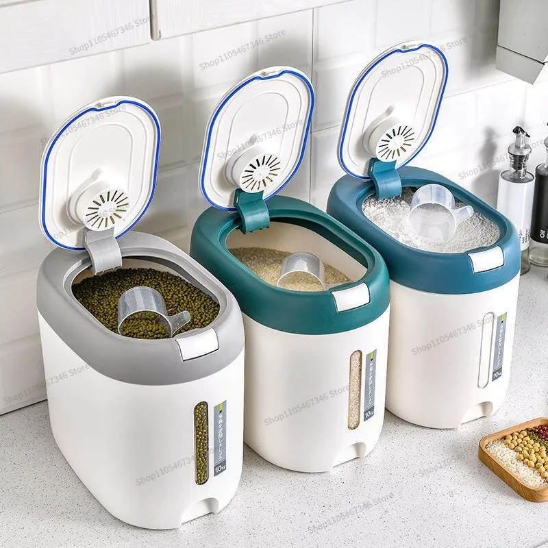 For Bullet Cover Type Rice Storage Bucket, Moisture-proof and Insect-proof Sealing, One-click Open Lid, Whole Grain Rice Bucket