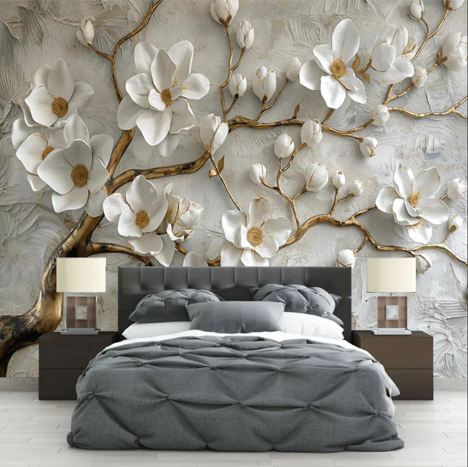 

Customizable size wallpaper hand-painted rose flower flat wallpaper for home decoration customizable flower size and size mural