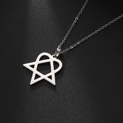 Classic simple Heartagram Star Heart Stainless Steel Pendant Necklace jewelry