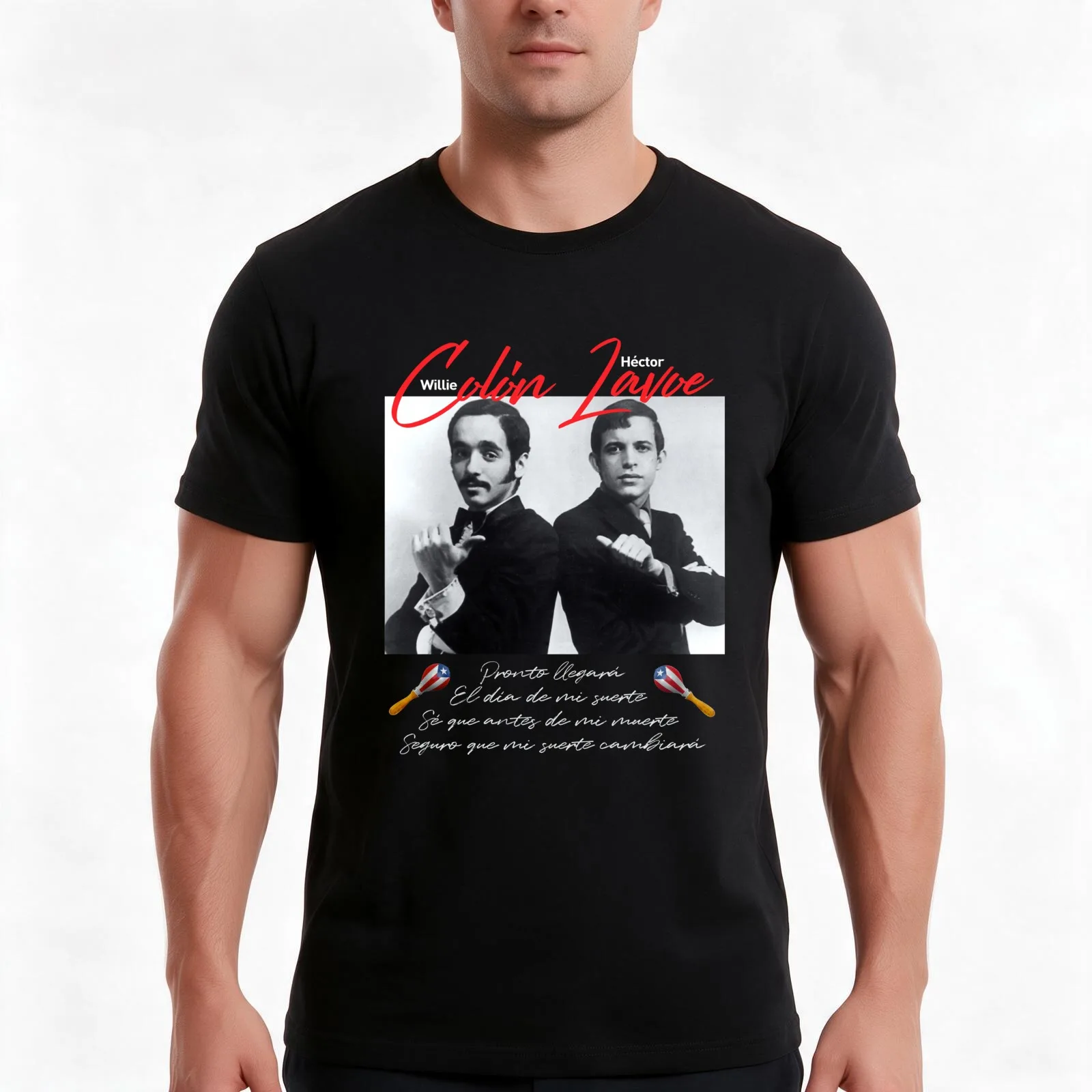 Willie Colon, Hector Lavoe - El dia de mi Suerte. Fania T-Shirt, Summer Casual Cotton Tee, Oversized Streetwear Tops