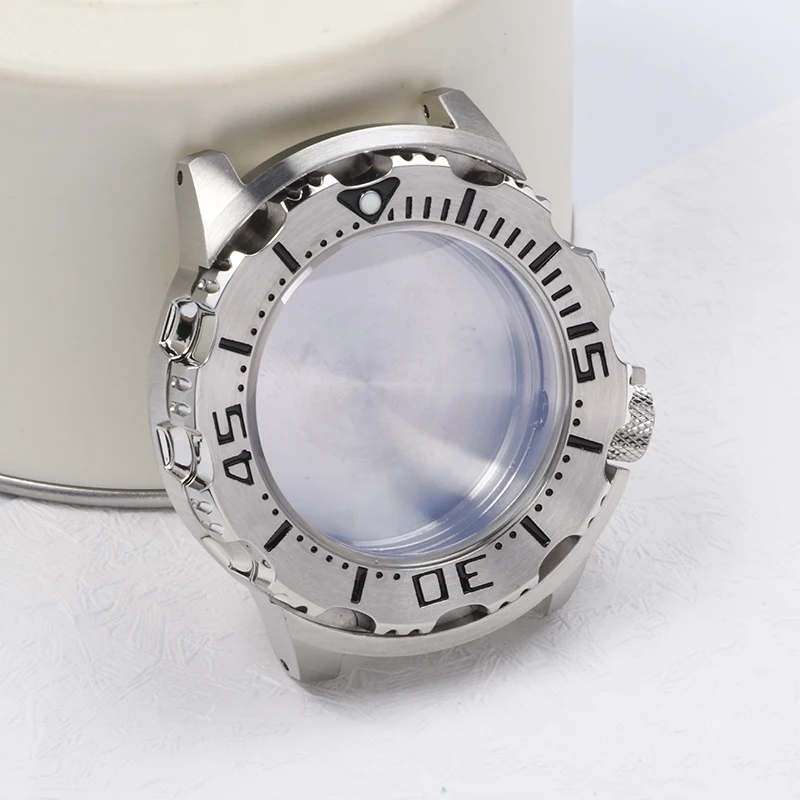 حافظة ساعة من الفولاذ المقاوم للصدأ حافظة ساعة غوص من زجاج الياقوت C3 مضيئة تناسب Seiko لساعة يد تعمل بالحركة الأوتوماتيكية NH35/NH36 mod