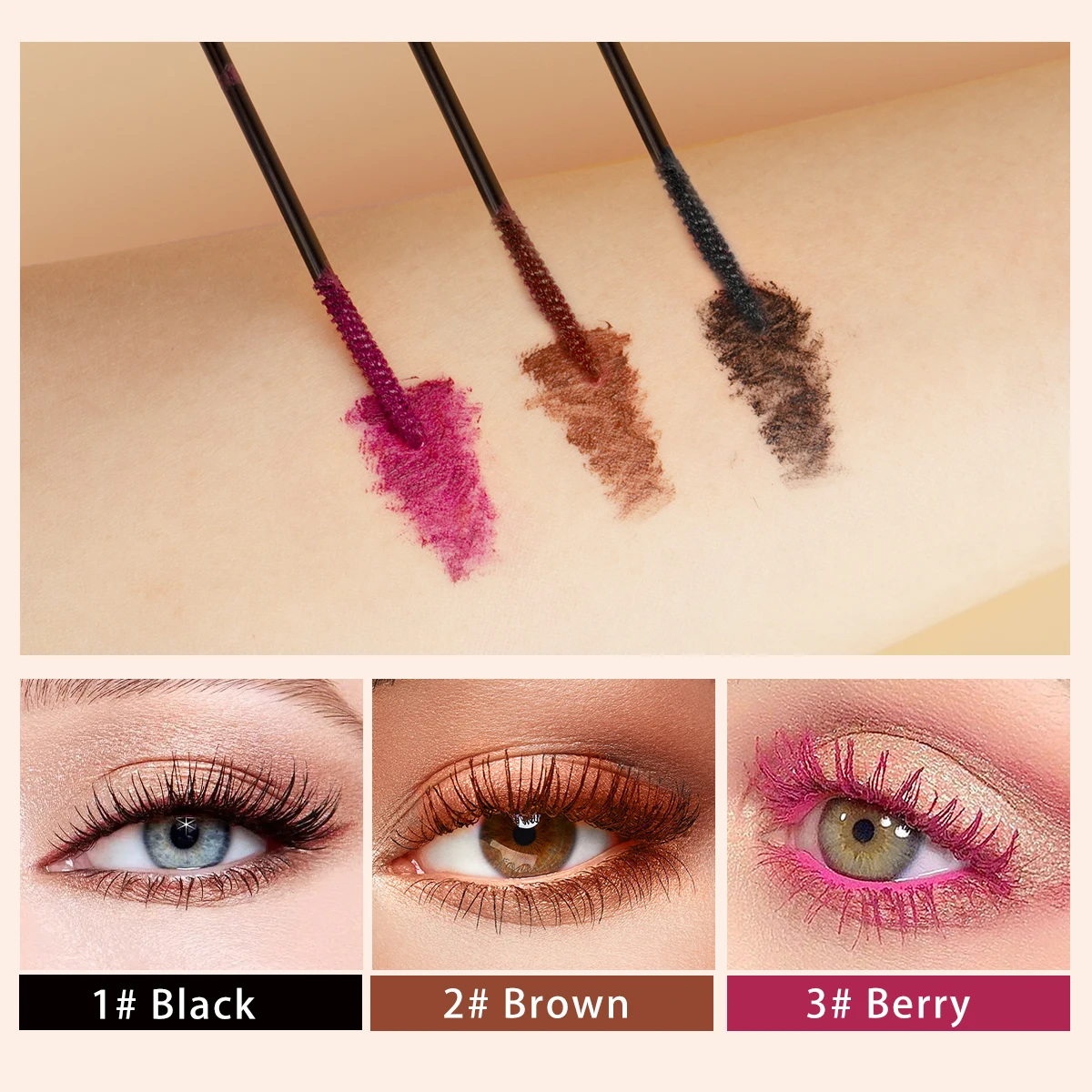 IMAGIC 3 Farben 3D Mascara Wasserdicht Verlängerung Curling Verlängern Seide Faser Volumen Natürliche Schwarz Berry Braun Augen Make-Up Kosmetik