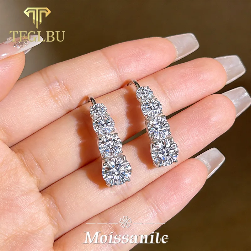 

Серьги-кольца TFGLBU с 8 камнями из муассанита 2,16 карата, цвет D, для женщин, подарок на годовщину, из стерлингового серебра S925, изящные ювелирные изделия