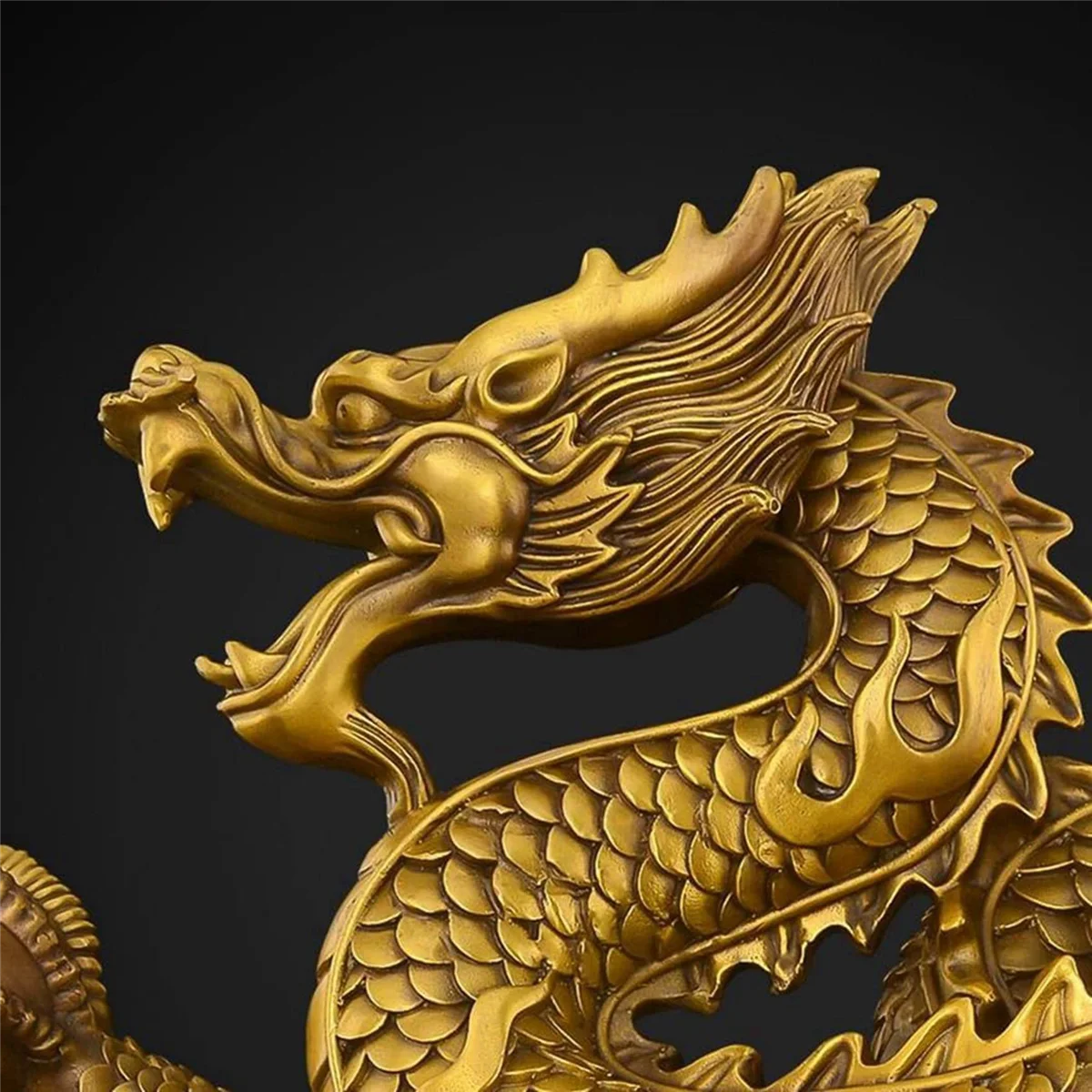 MLGB Brass Chinese Feng Shui Dragon Statue Sculpture Home Office Tabletop Ornaments for Wealth and Success Good Lucky Gifts view 5