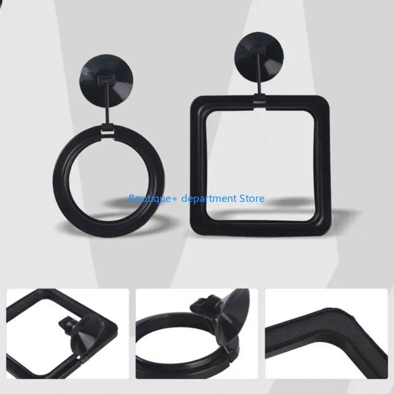 E1PD Aquarium Feeding Ring Floating Rings Trough for Goldfish Black
