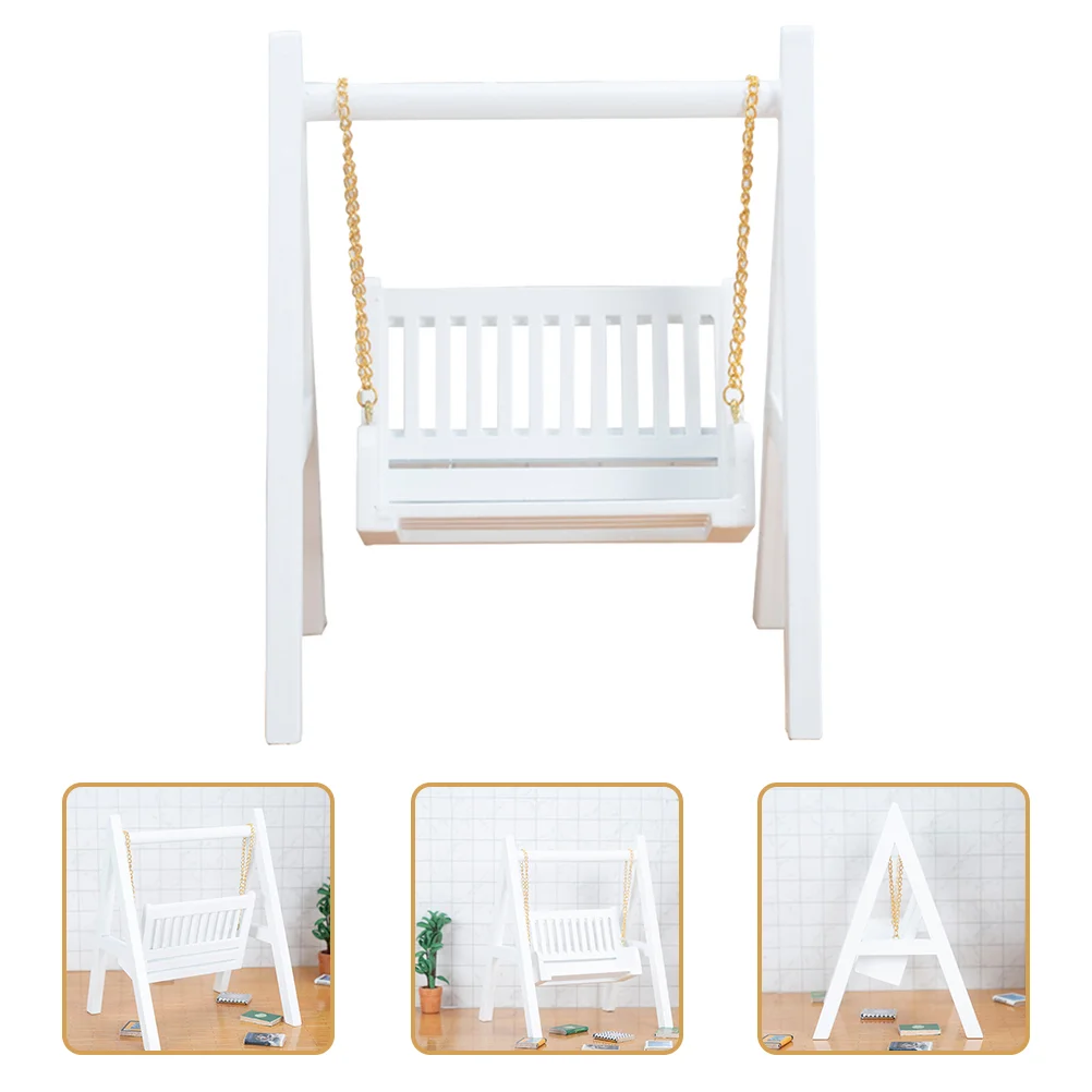 House Dollhouse Swing Porch Mini Baby White Furniture Miniature Accessories