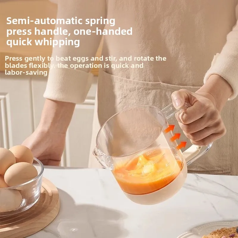 Egg beater semi-automatic mixerfor homeegg beater mixing cup baking tool egg beater cup