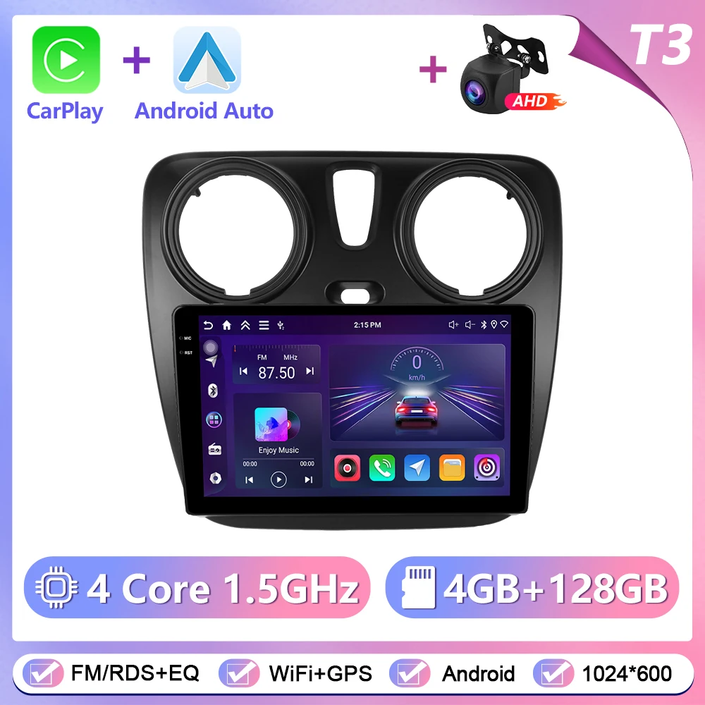 Podofo CarPlay Android Autoradio Voor Renault Lodgy 2021/Dokker 2012-2020 GPS Intelligente Systemen tereo Multimedia Autoradio - afbeelding 1