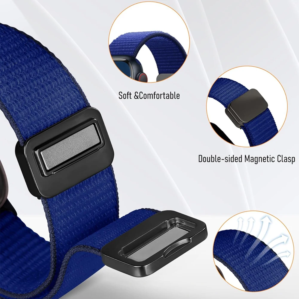 Straps for Apple watch 10 band 42mm 46mm 45mm 44mm 49mm 40 41mm Nylon Magnetic correa bracelet iWatch series 9 8 7 6 5 Ultra se