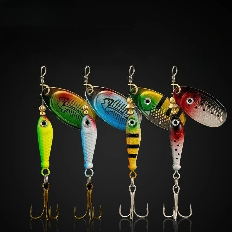 1/4 pçs rotativa metal spinner iscas de pesca 9g lantejoulas iscas artificial duro isca porcaria baixo pique equipamento de pesca