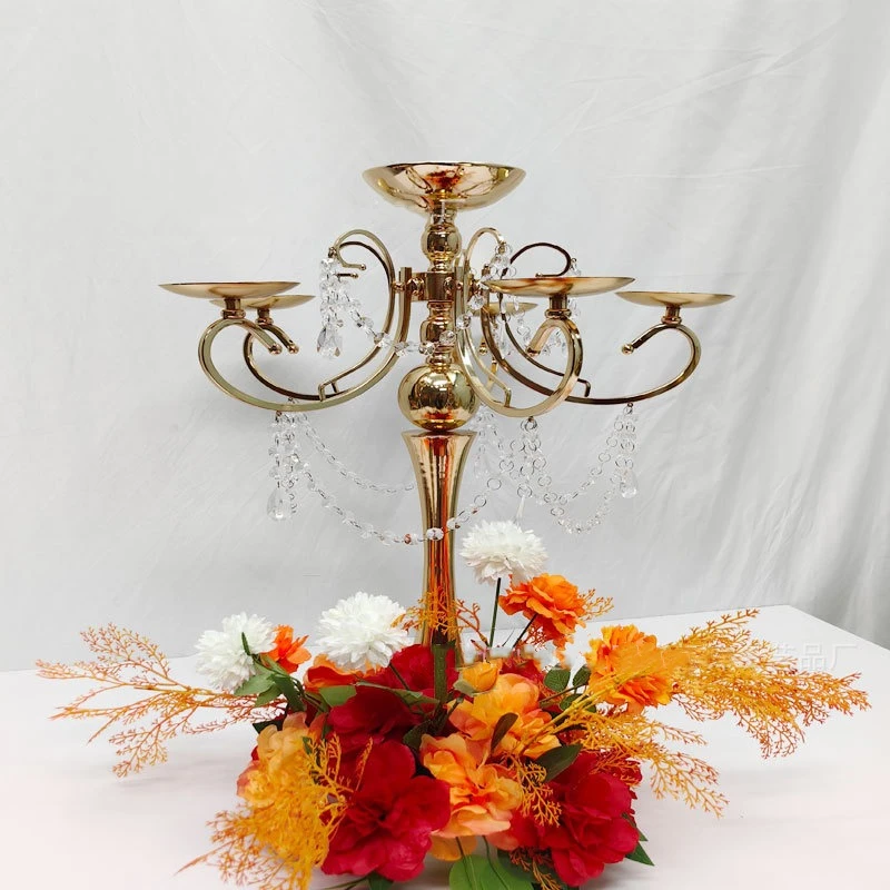 5-Arms Candle Holders Metal Candelabras Gold Candlesticks Candle Holder Wedding Party Event Table Decor